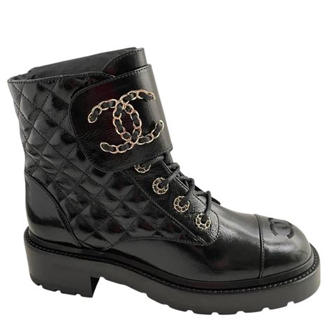 chanel combat boots with chain